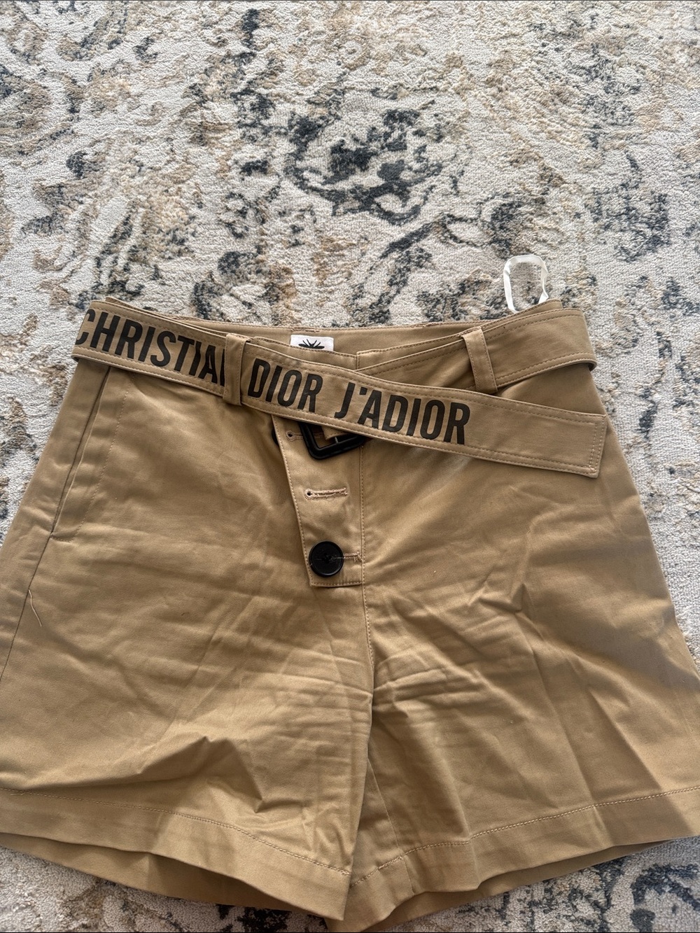 Dior Beige High-Waist Cotton Bermuda Shorts with J'Adior Belt